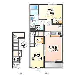 フォレストハウス 2LDKの間取図画像