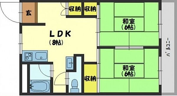 にしまちハイツ ｜大阪府寝屋川市田井西町(賃貸マンション2DK・3階・44.00㎡)の写真 その2