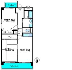 徳井ハイツ 2DKの間取図画像