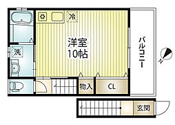 CSガーデン羽曳野 ワンルームの間取図画像