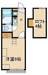 レオパレス夢見ヶ崎 1Kの間取図画像