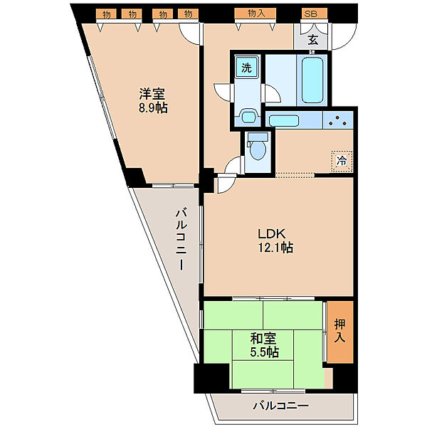 グリーンパーク小松島 ｜宮城県仙台市青葉区小松島２丁目(賃貸マンション2LDK・6階・68.51㎡)の写真 その2