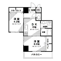 朝日雷門マンション 2DKの間取図画像