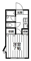 ハウスキャロット2 1Kの間取図画像