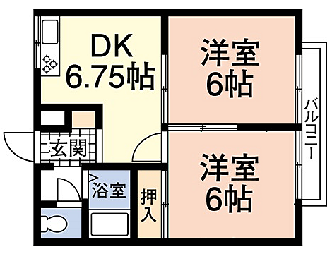 千葉県市原市君塚２丁目(賃貸アパート2DK・2階・37.26㎡)の写真 その2