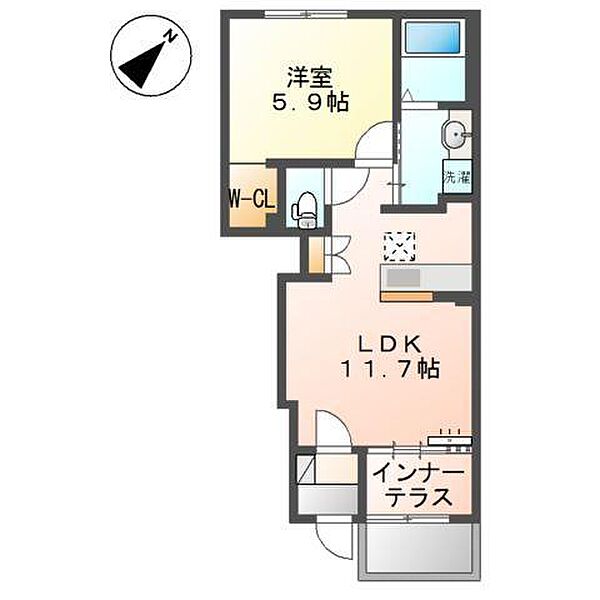 フォルビート　ジン 102｜大阪府泉大津市板原町２丁目(賃貸アパート1LDK・1階・43.24㎡)の写真 その2