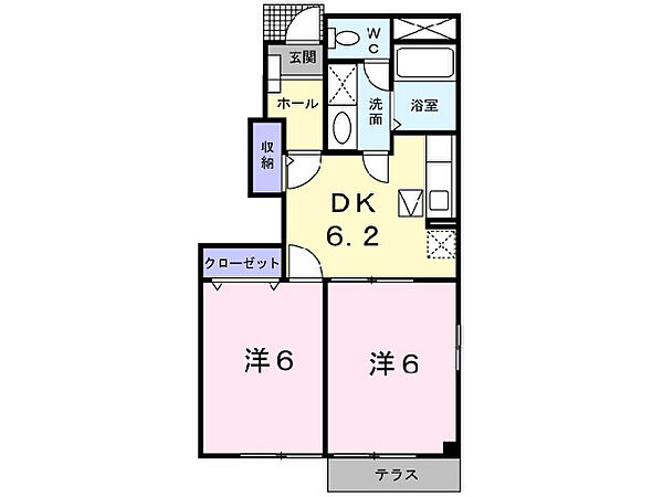 ボンヌ・シャンスII 102｜鳥取県鳥取市国府町宮下(賃貸アパート2DK・1階・43.15㎡)の写真 その2