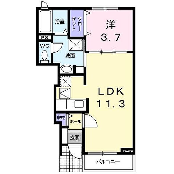 グッド・ラック3 101｜鳥取県鳥取市田島(賃貸アパート1LDK・1階・37.17㎡)の写真 その2