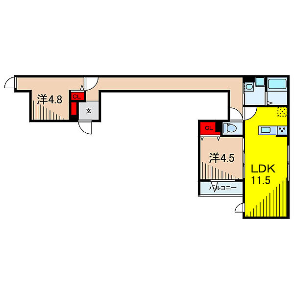 グラナーデ西亀有 ｜東京都葛飾区西亀有３丁目(賃貸アパート2LDK・2階・55.73㎡)の写真 その2