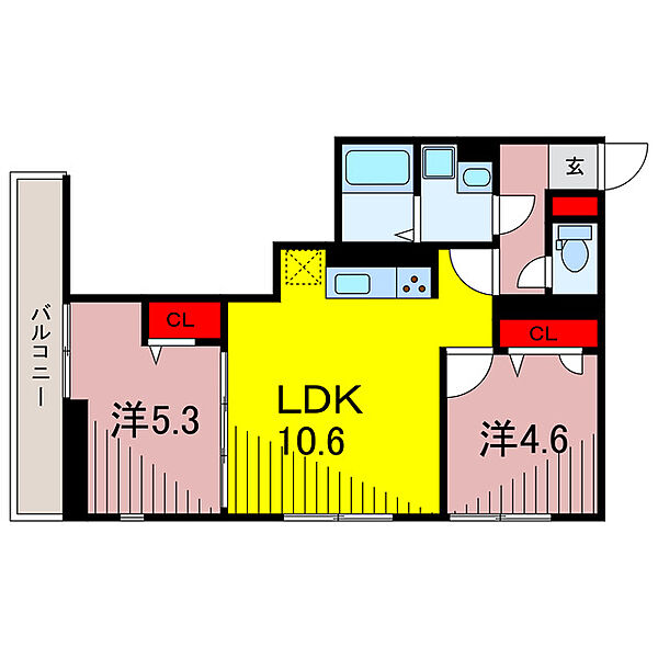 グラナーデ六町II ｜東京都足立区六町２丁目(賃貸アパート2LDK・3階・46.94㎡)の写真 その2