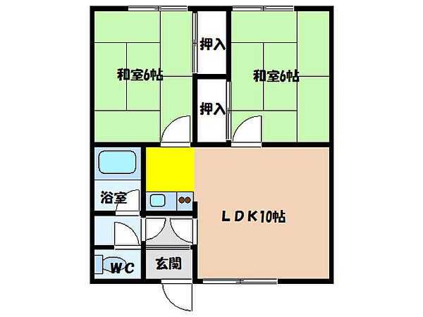 コーポオト B-E｜北海道北斗市追分４丁目(賃貸アパート2LDK・1階・46.29㎡)の写真 その2