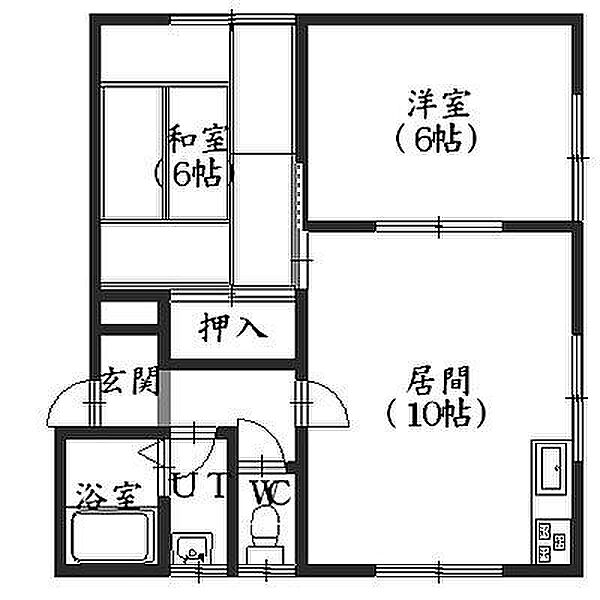 コーポアサヒII 202｜北海道函館市大森町(賃貸アパート2LDK・2階・46.40㎡)の写真 その2