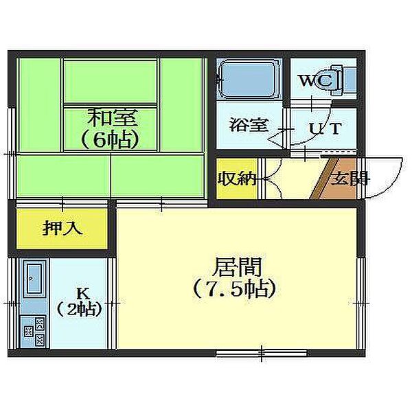 コーポマツNo.3 5｜北海道函館市富岡町２丁目(賃貸アパート1DK・2階・34.71㎡)の写真 その2