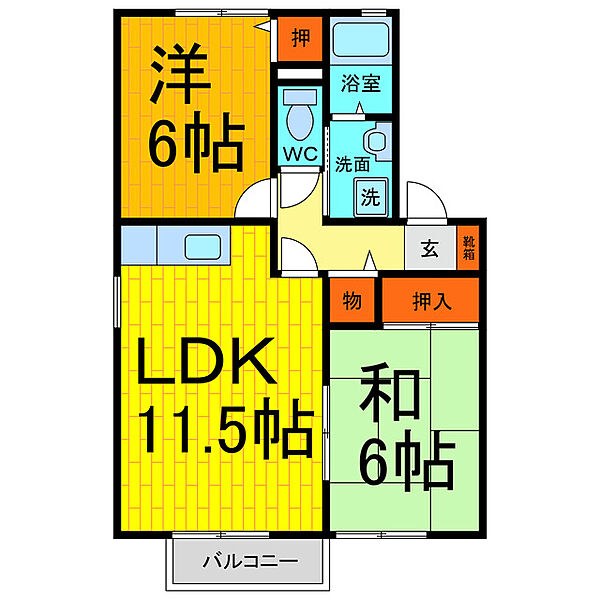 レジデンスＭＥ 102｜徳島県鳴門市撫養町立岩字四枚(賃貸アパート2LDK・1階・53.70㎡)の写真 その2