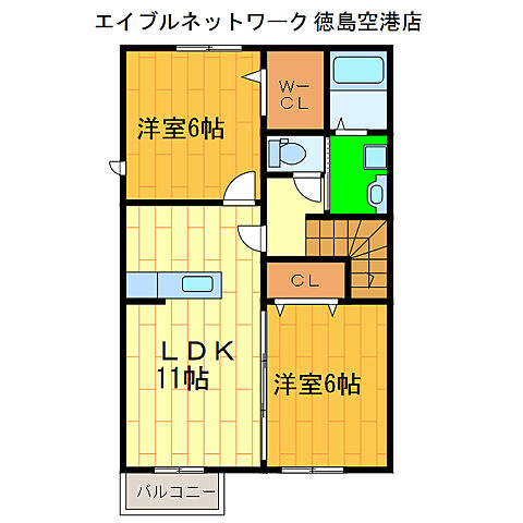 ホームズ でお部屋探し センパフローレンスii 2階 1 賃料6 4万円 賃貸アパート住宅情報 物件番号 取扱い不動産会社 株式会社高島不動産 エイブル Nw徳島空港店