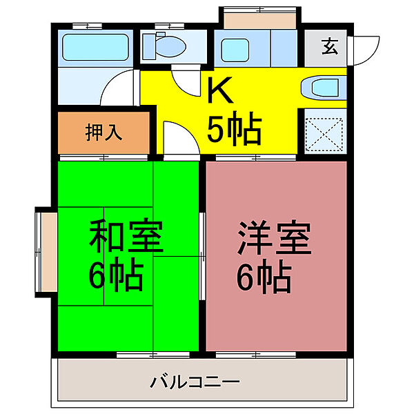 茨城県古河市松並２丁目(賃貸アパート2K・2階・34.78㎡)の写真 その2