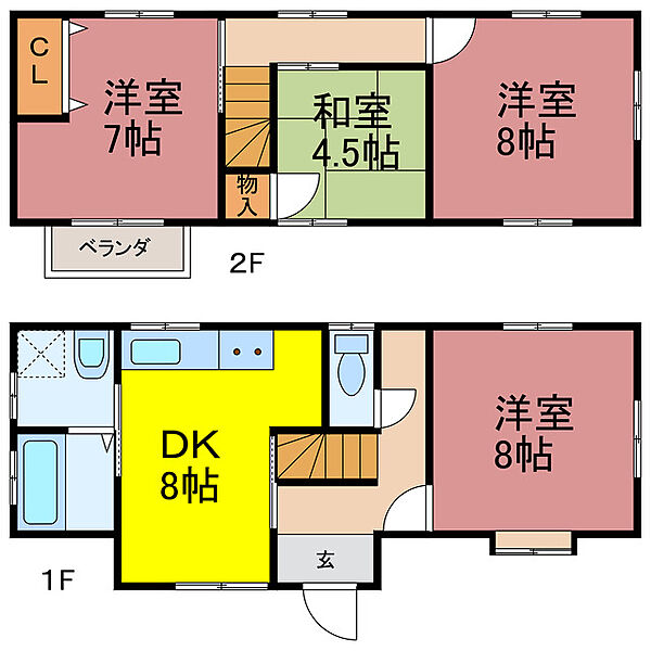 栃木県下都賀郡野木町大字潤島(賃貸一戸建4DK・1階・82.75㎡)の写真 その2