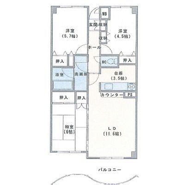 マンションリヴァージュ 208｜北海道函館市田家町(賃貸マンション3LDK・2階・70.37㎡)の写真 その2