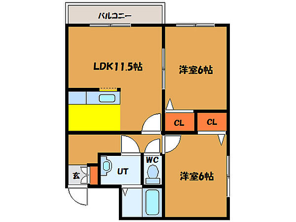 北海道函館市中島町(賃貸マンション2LDK・2階・53.85㎡)の写真 その2