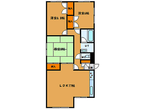 レストフル富岡 201｜北海道函館市富岡町３丁目(賃貸アパート3LDK・2階・82.17㎡)の写真 その2