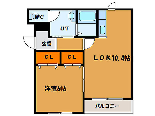 ジェルメ大手町2号棟 104｜北海道函館市大手町(賃貸マンション1LDK・1階・42.21㎡)の写真 その2