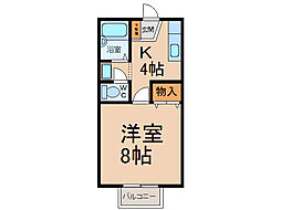 リバ−フィ−ルド 1階1Kの間取り