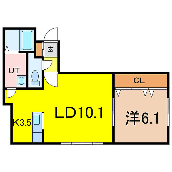 ハニービー ｜北海道旭川市豊岡一条２丁目(賃貸アパート1LDK・1階・43.73㎡)の写真 その2