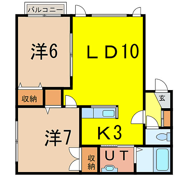 フロンテージA ｜北海道旭川市東光九条１丁目(賃貸アパート2LDK・2階・58.46㎡)の写真 その2