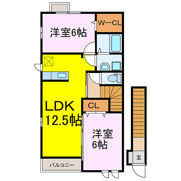 栃木県下都賀郡野木町大字友沼(賃貸アパート2LDK・2階・57.63㎡)の写真 その2