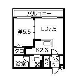 S-RESIDENCE桑園 2階1LDKの間取り