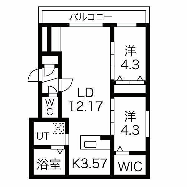 パレス楸(ヒサギ) 202｜北海道札幌市中央区北十六条西１５丁目(賃貸マンション2LDK・2階・54.13㎡)の写真 その2