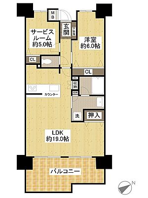 間取り サンズガラリエ可部 7階/-