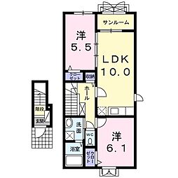 オリエント3 2LDKの間取図画像