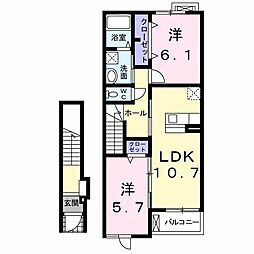 ガーデンハウスすみれ 2LDKの間取図画像