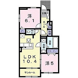 コートダジュール緑町1 2LDKの間取図画像