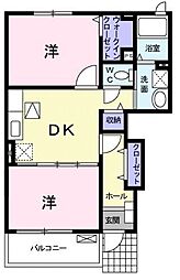 フォーエヴァー1 2DKの間取図画像