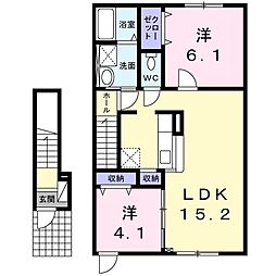 ベル・ソレイユ 2LDKの間取図画像