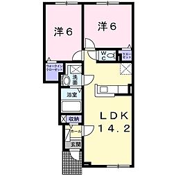 カナールヴィレD 2LDKの間取図画像