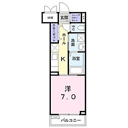 フレ・アジュール山手 1Kの間取図画像