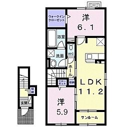 アルカンシェル3 2LDKの間取図画像
