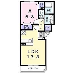ハッピーロード 1LDKの間取図画像
