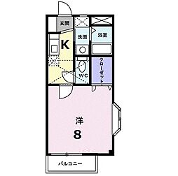 メロウ開成 1Kの間取図画像