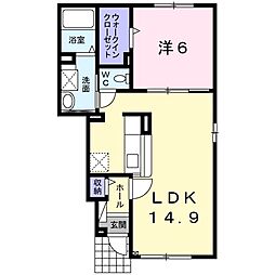 モンシェールトントン 1LDKの間取図画像