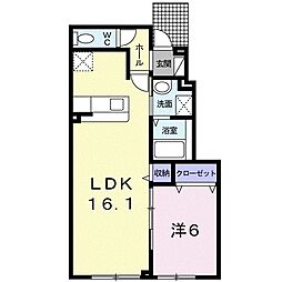 ヴェッセルヒルズ2 1LDKの間取図画像