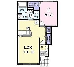 サンウィローA 1LDKの間取図画像