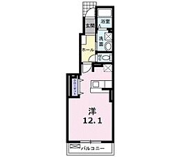 コルド・アン 1階ワンルームの間取り
