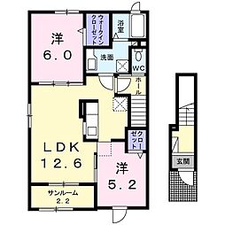 シャトレシエル4 2LDKの間取図画像