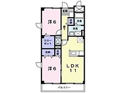 エバーグリーン桜川 2LDKの間取図画像
