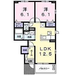 グランドウール3 2LDKの間取図画像