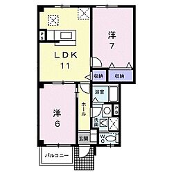 シャン・インテリオーネ 2LDKの間取図画像